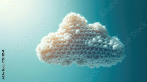 Crocheted cloud toy vibrant backdrop, handcrafted and adorable, Ai Generated