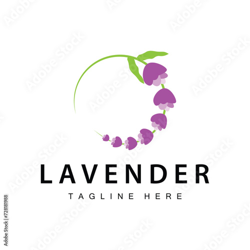 Lavender logo simple design vector cosmetic plant purple color and aromatherapy lavender flower garden template