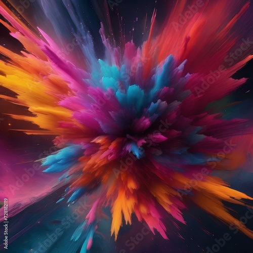 A chaotic explosion of colors giving life to an abstract and vibrant universe, expressing energy and spontaneity1