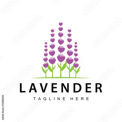 Lavender logo simple design vector cosmetic plant purple color and aromatherapy lavender flower garden template