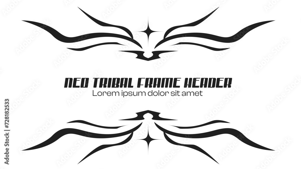 Black Neo-tribal Style Spreading Wings Frame Template