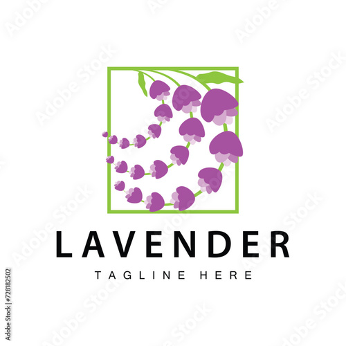 Lavender logo simple design vector cosmetic plant purple color and aromatherapy lavender flower garden template