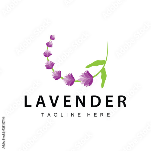Lavender logo simple design vector cosmetic plant purple color and aromatherapy lavender flower garden template