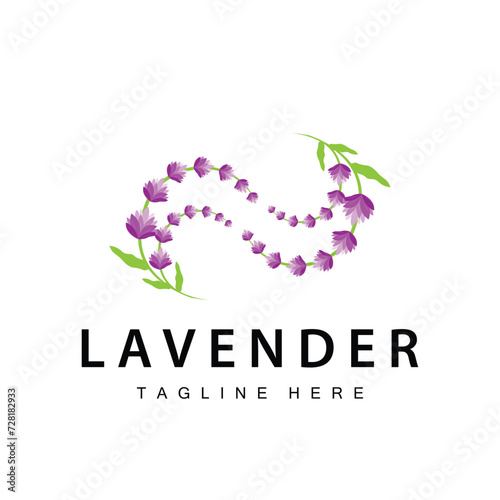 Lavender logo simple design vector cosmetic plant purple color and aromatherapy lavender flower garden template