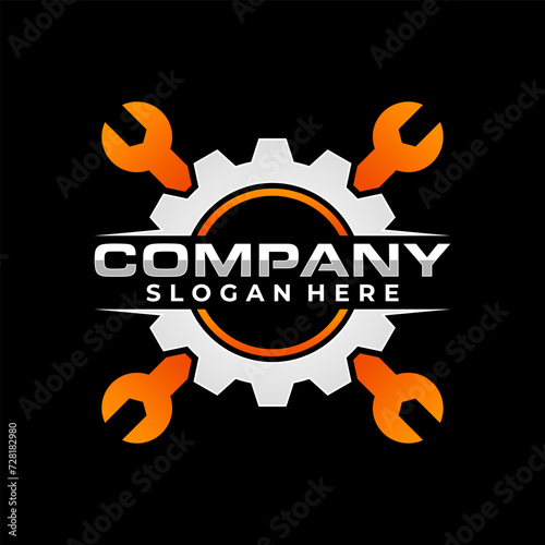 creative gear wrench emblem logo design vector template automotive logo repair and service