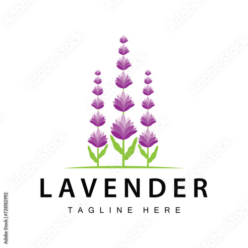 Lavender logo simple design vector cosmetic plant purple color and aromatherapy lavender flower garden template