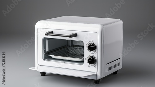 3d rendering of a white microwave oven isolated on gray background.