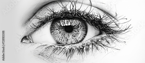 Black and White Sketch of a Human Eye photo