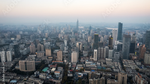Aerial photography of the skyline of urban architecture in Xuanwu Lake, Nanjing