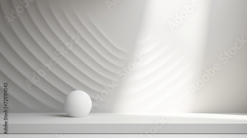 White abstract background with white sphere. 3d render. Mock up