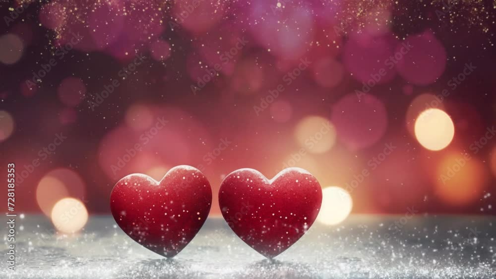 Two red hearts on a gray shiny background beautiful. valentine day background. seamless looping overlay 4k virtual video animation background Two red hearts on a gray shiny background beautiful. valentine day background. seamless looping overlay 4k virtual video animation background