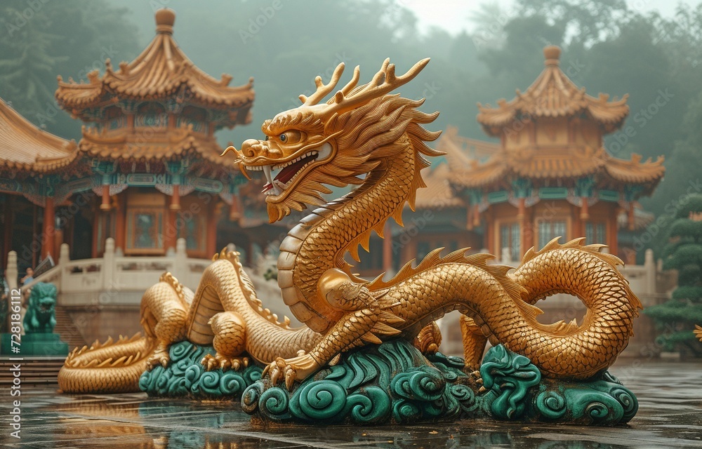 colossal golden Chinese dragon colossal golden Chinese dragon