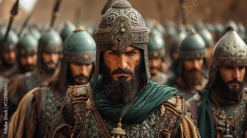 Salah ad-Din Yusuf ibn Ayyub, the founder of the Ayyubid dynasty with his elite army.