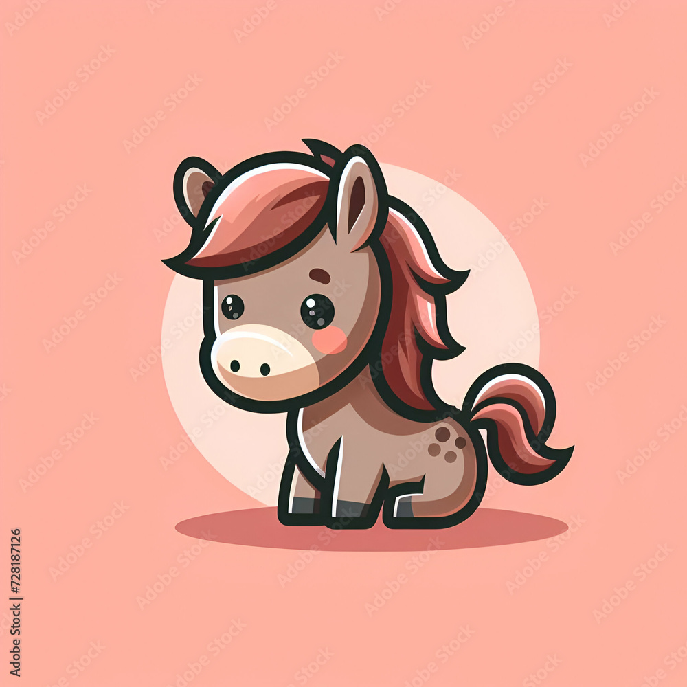 flat logo of Cute horse cartoon vector icon illustration. animal nature icon concept isolated premium vector flat logo of Cute horse cartoon vector icon illustration. animal nature icon concept isolated premium vector