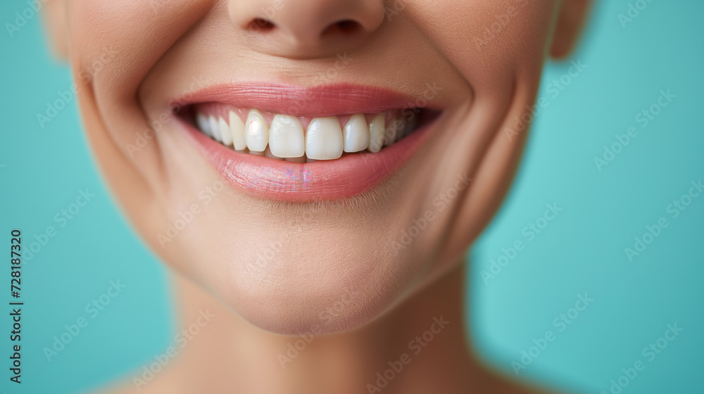 Obraz premium elderly ethnic person, beautiful white smile on blue background, dental photo