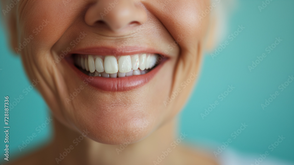 elderly ethnic person, beautiful white smile on blue background, dental photo elderly ethnic person, beautiful white smile on blue background, dental photo