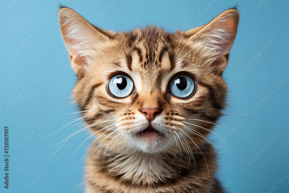 cat head on blue background
