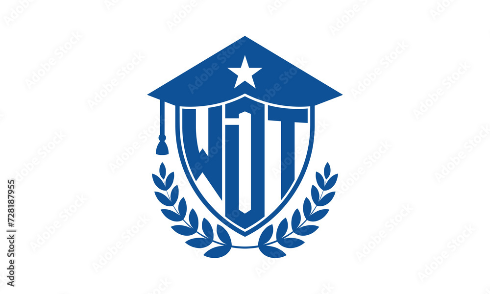 WDT three letter iconic academic logo design vector template. monogram, abstract, school, college, university, graduation cap symbol logo, shield, model, institute, educational, coaching canter, tech WDT three letter iconic academic logo design vector template. monogram, abstract, school, college, university, graduation cap symbol logo, shield, model, institute, educational, coaching canter, tech