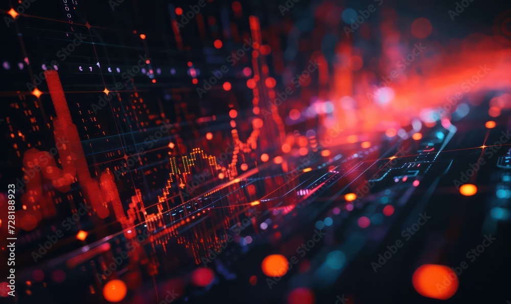 Graphs representing ups and downs. Financial market, stock market concept. Market trend. Generative AI based Graphs representing ups and downs. Financial market, stock market concept. Market trend. Generative AI based