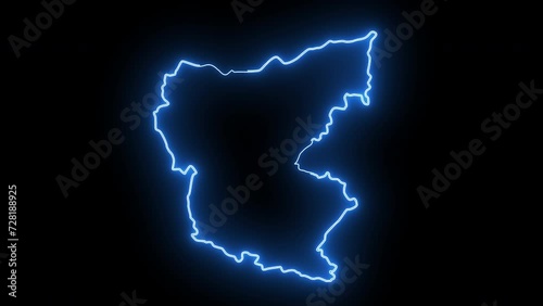 Animated map of Giresun in Turkey with a glowing neon effect photo