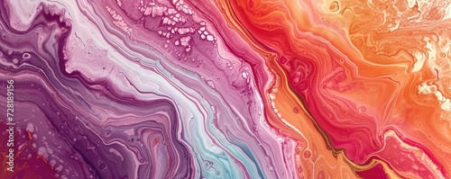 Fine intricate marble like flows of colorful paint with wavy basic structure. Generative AI