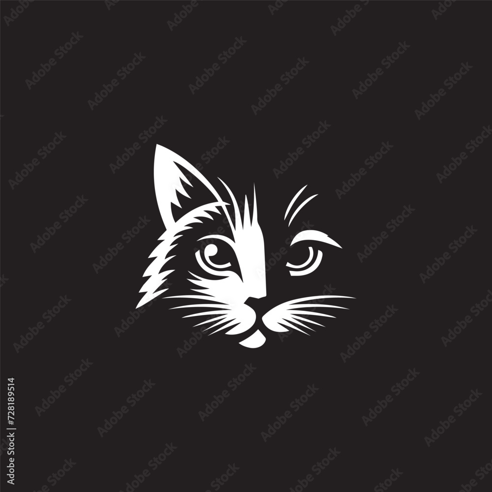 Cat face design vector on black background, Pet. Animal. Vector illustration