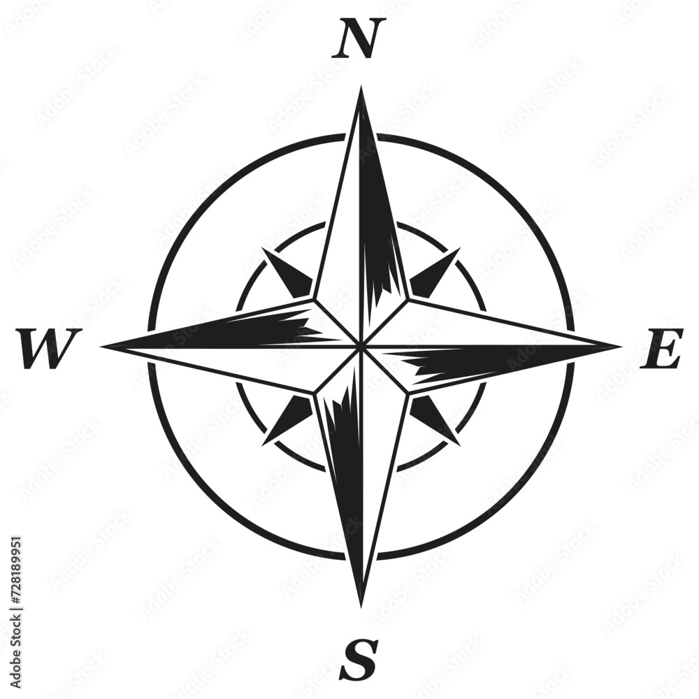Obraz premium Compass rose or windrose / rose of the winds flat icon for apps and websites