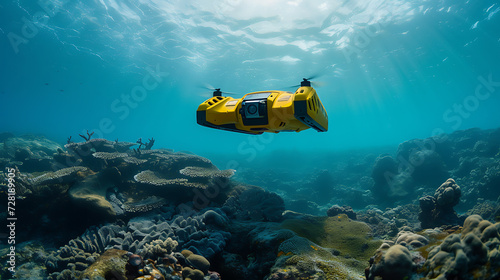 Drones autónomos subaquáticos mapeando o fundo do oceano contribuindo para a pesquisa marinha e monitoramento ambiental utilizando tecnologia de ponta photo