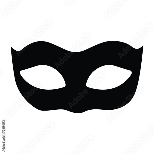 Mask superhero carnival villain or burgar vector icon set. Black masquerade costume eye mask silhouette hidden person face. 