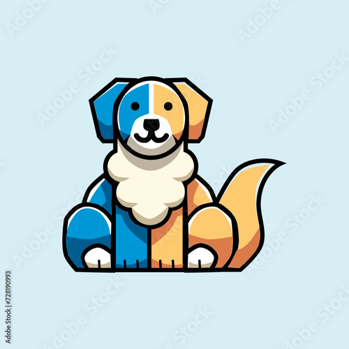 Cute vector illustration of a dog in a cartoon, minimalist and flat style