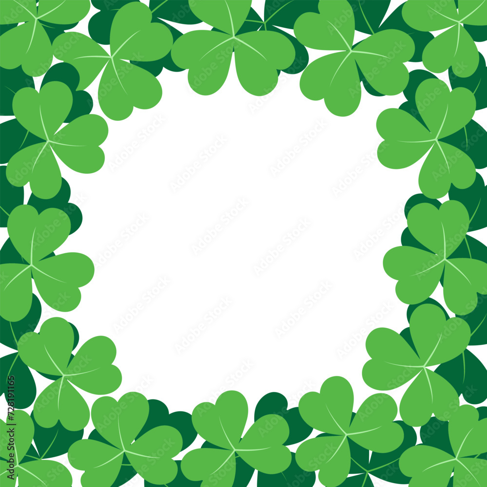 Abstract rounded shamrock frame border in trendy green. Design concept for St. Patrick greetings