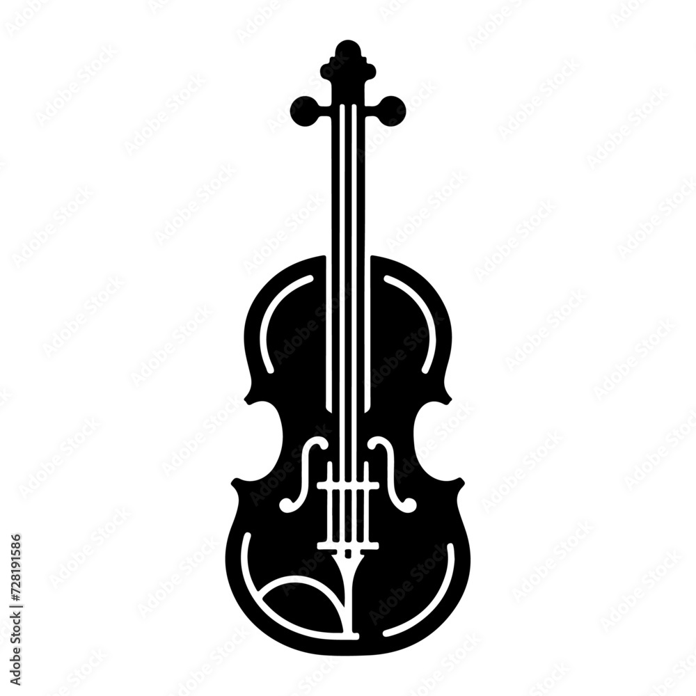 Fototapeta premium Violin vector art icon, clipart, symbol, silhouette