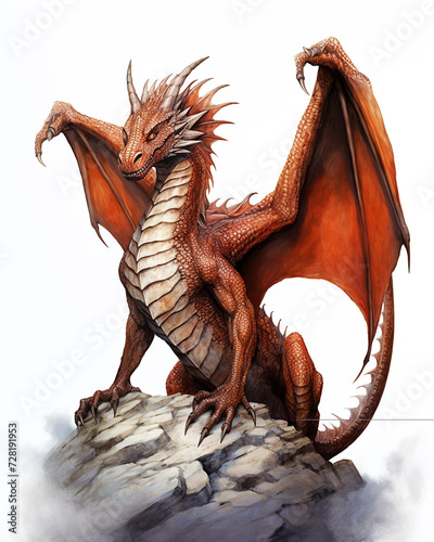 Watercolor red dragon. Symbol of new 2024 year  isolated