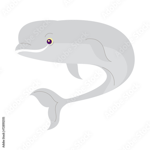 White Whale Cartoon Style Illustration