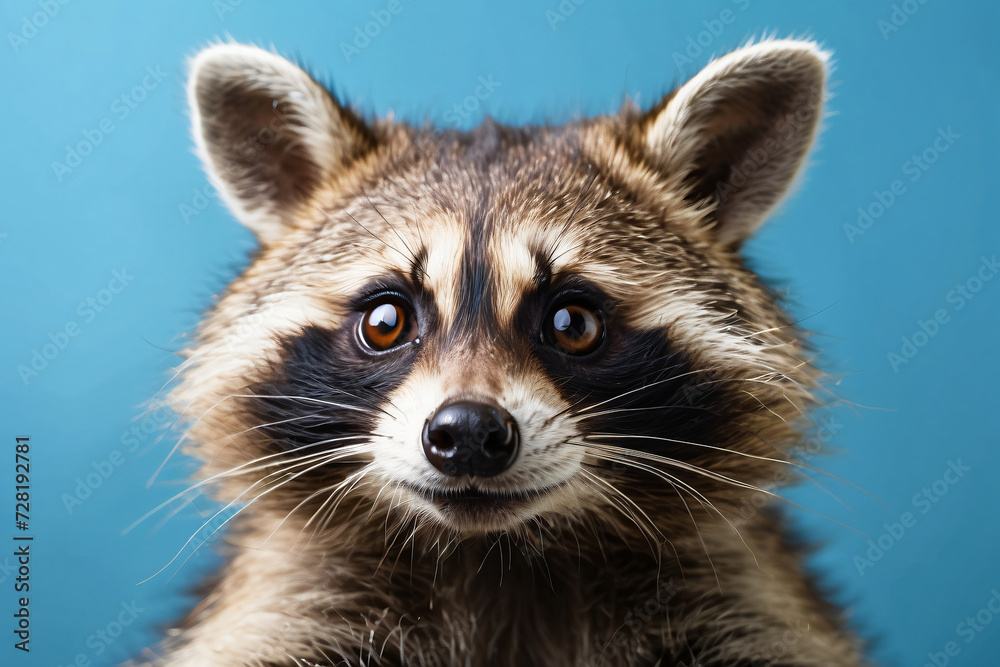 raccoon on a blue background