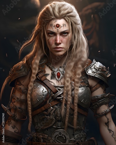 3D representation of a female Viking warrior, merging the worlds of painting and 3D art