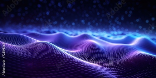A blue and purple flowing wave on a dark background modern tech Abstract Background © candra