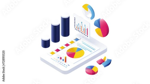 Analytics and data Icon of nice animated for your isometric videos easy to use with Transparent Background