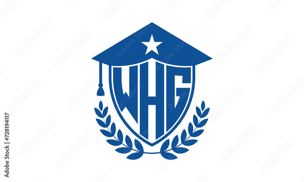 WHG three letter iconic academic logo design vector template. monogram, abstract, school, college, university, graduation cap symbol logo, shield, model, institute, educational, coaching canter, tech WHG three letter iconic academic logo design vector template. monogram, abstract, school, college, university, graduation cap symbol logo, shield, model, institute, educational, coaching canter, tech