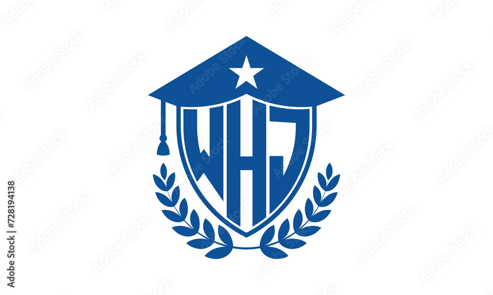 WHJ three letter iconic academic logo design vector template. monogram, abstract, school, college, university, graduation cap symbol logo, shield, model, institute, educational, coaching canter, tech WHJ three letter iconic academic logo design vector template. monogram, abstract, school, college, university, graduation cap symbol logo, shield, model, institute, educational, coaching canter, tech