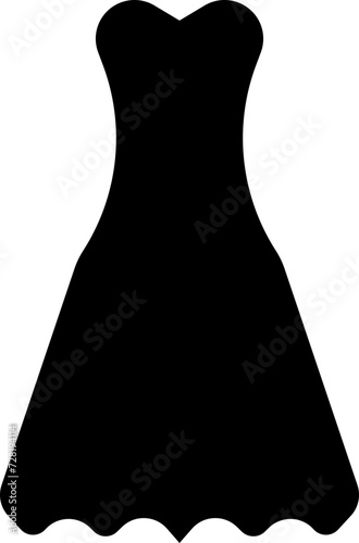 Women dress icon. Female fashion concept. Clothes icon in modern Black Fill style isolated on transparent background. Sign for mobile concept and web design. Vintage dress silhouette.