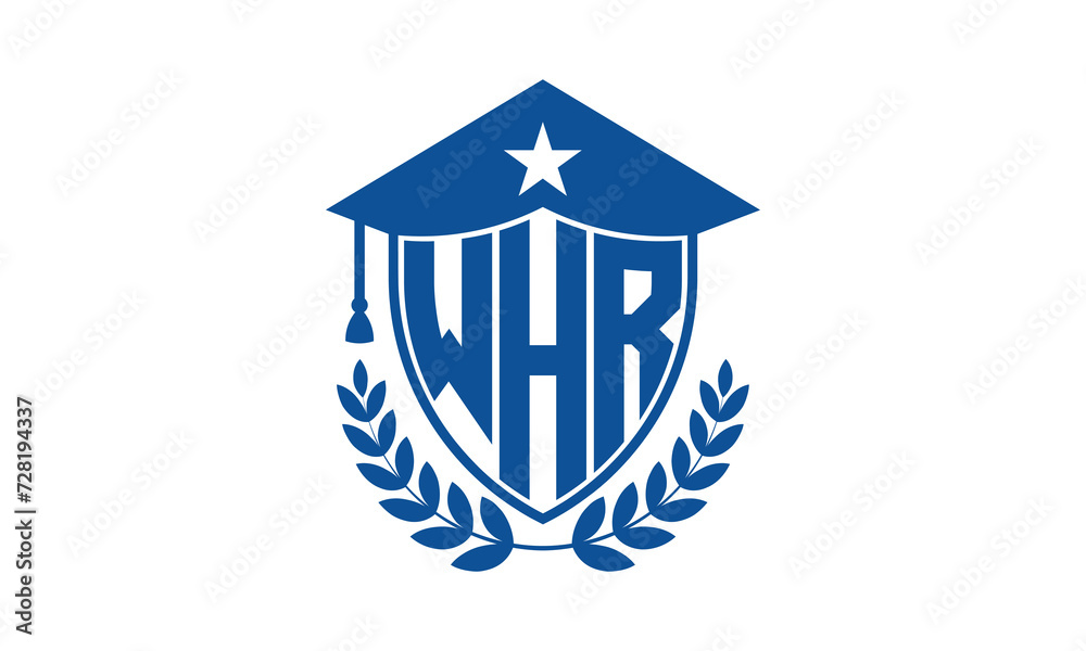 WHR three letter iconic academic logo design vector template. monogram, abstract, school, college, university, graduation cap symbol logo, shield, model, institute, educational, coaching canter, tech WHR three letter iconic academic logo design vector template. monogram, abstract, school, college, university, graduation cap symbol logo, shield, model, institute, educational, coaching canter, tech