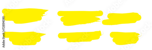 Highlight brush strokes is isolated on a white background. Brush stain or permanent marker pen stroke set. Select the brush lines. Marker color stroke, brush pen hand drawn underline