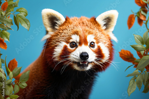 red panda on a blue background