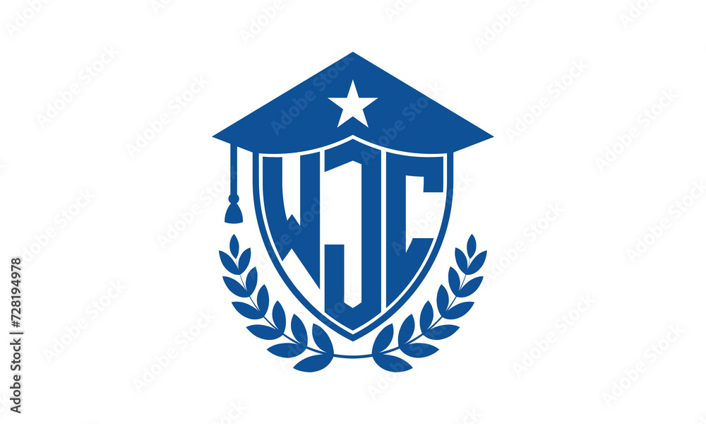 WJC three letter iconic academic logo design vector template. monogram, abstract, school, college, university, graduation cap symbol logo, shield, model, institute, educational, coaching canter, tech WJC three letter iconic academic logo design vector template. monogram, abstract, school, college, university, graduation cap symbol logo, shield, model, institute, educational, coaching canter, tech