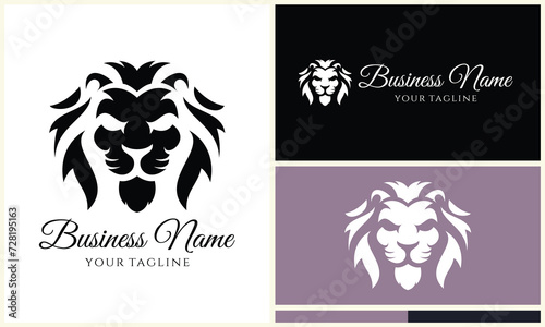 silhouette lion head logo template