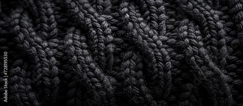 Closeup of Black Knitted Wool Texture as Background: A Closeup of the Luxurious Black Knitted Wool Texture Used as a Stunning Background