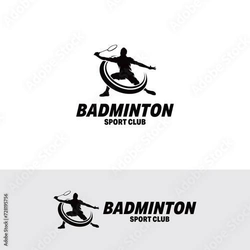Silhouette Of Badminton Player Logo Design Inspiration