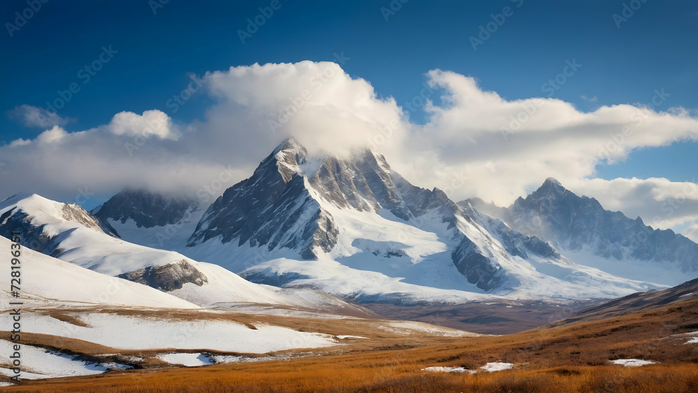 Snow-Capped Peaks of a Remote Wilderness climate change, driveway, ethereal, galaxy, heavenly, horizontal, magical, serene, backgrounds, calmness, exploration, curve, bending, tranquility, peaceful, u