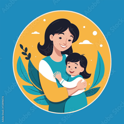 vector of happy mom